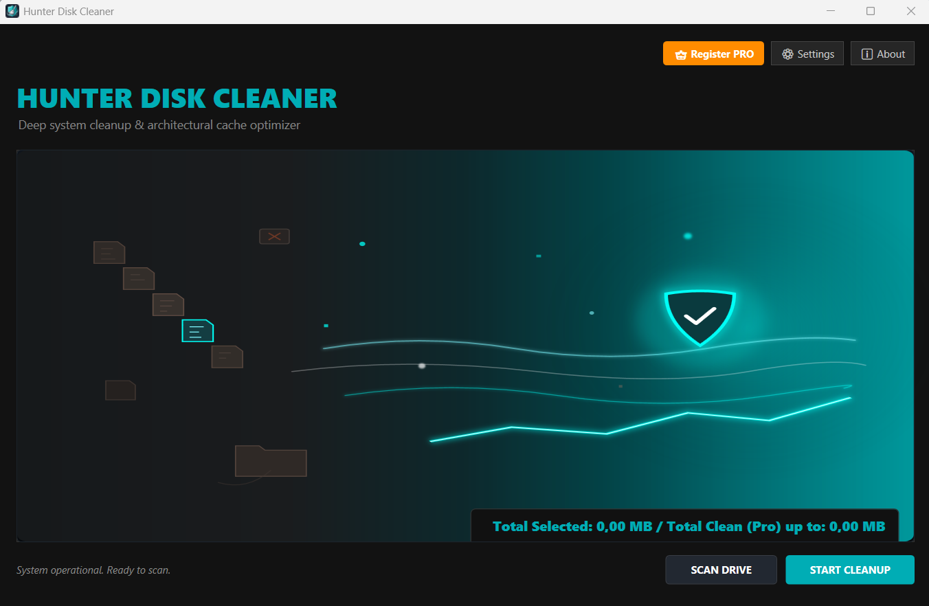 Hunter Disk Cleaner - Главная панель